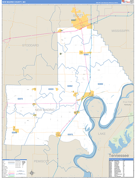 New Madrid County, MO Zip Code Map